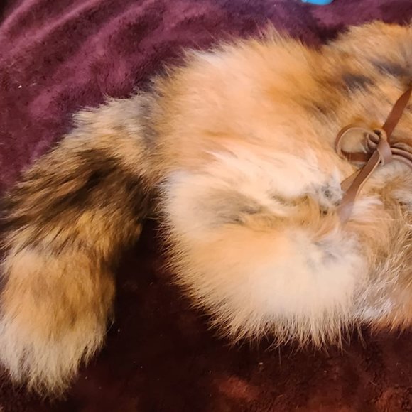 true fox fur trapper hat with tail - Picture 1 of 3